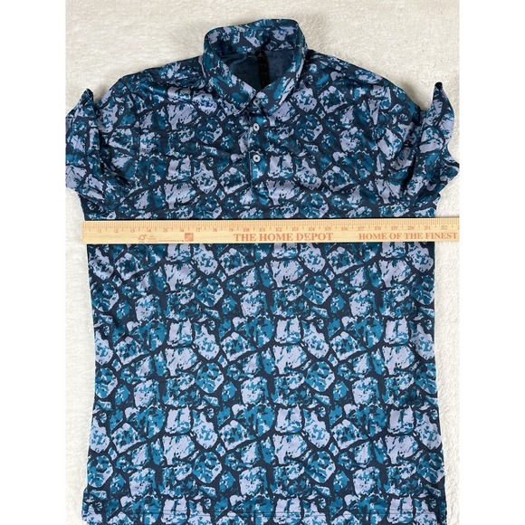 Adidas Shy Rush Golf Blue Cobblestone Jacquard Polo Shirt Men's Lg Lightweight - Picture 7 of 8